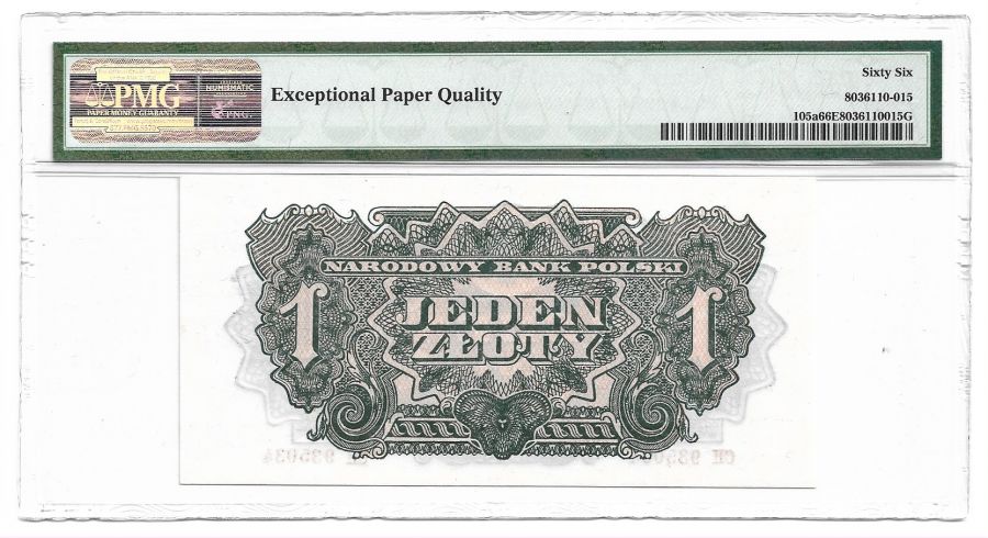 1 złoty 1944 r. "obowiązkowym" - Grading PMG 66 EPQ