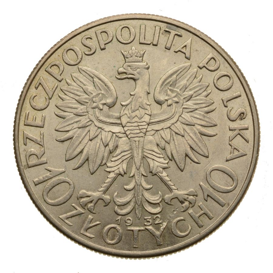 10 złotych 1932 r. - Głowa Kobiety b.z.