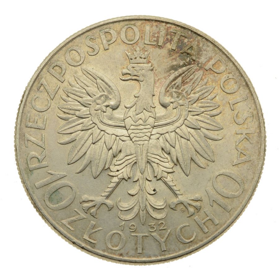 10 złotych 1932 r. - Głowa Kobiety z.m.