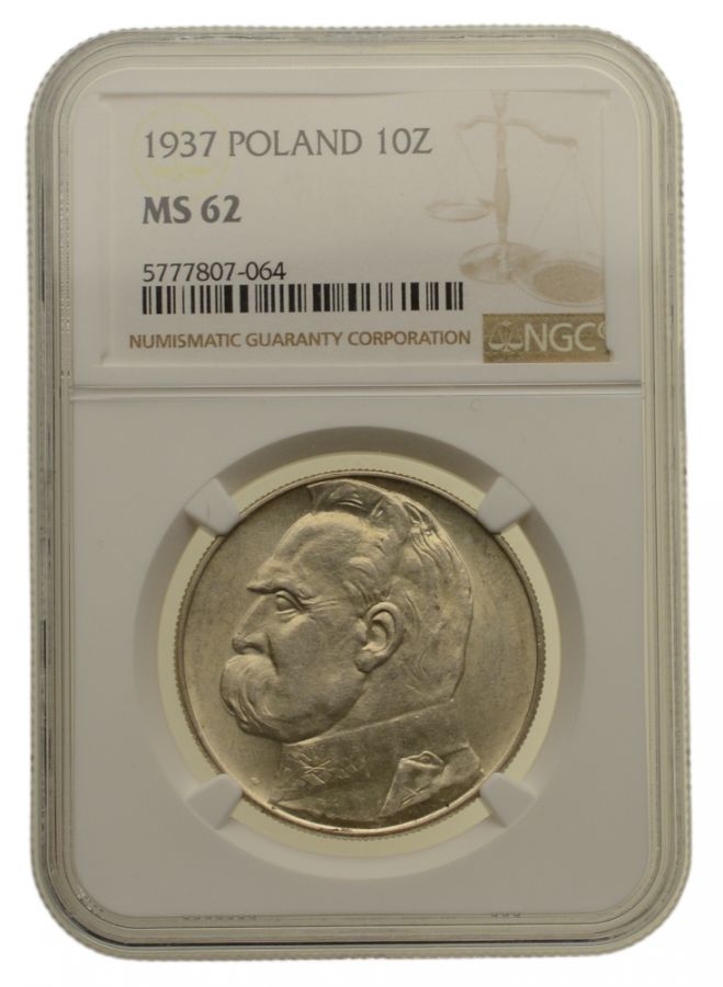 10 złotych 1937 r. - Józef Piłsudski - NGC MS62 (K04)