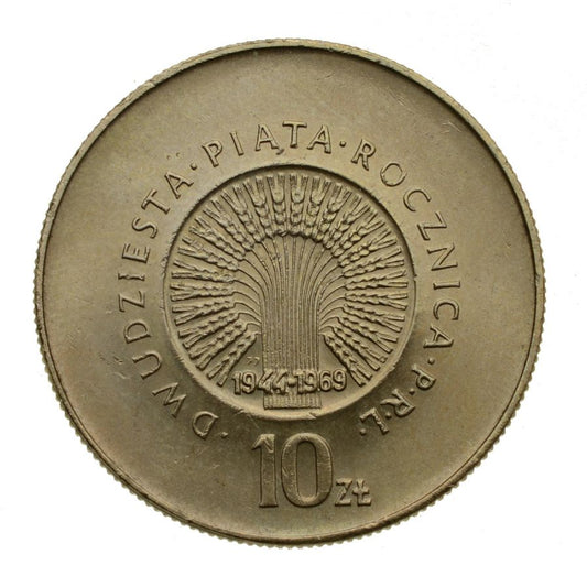 10 złotych 1969 r. - Dwudziesta piąta rocznica PRL (M187)