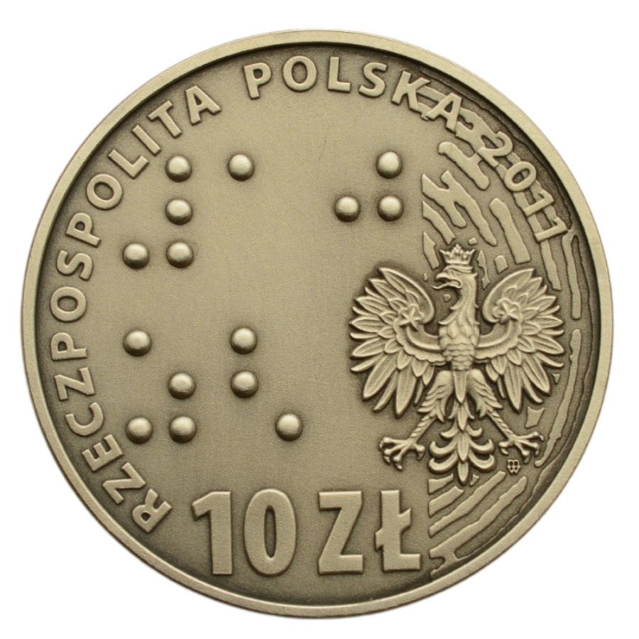 10 złotych - Europa bez barier - 100-lecie Towarzystwa Opieki nad Ociemniałymi