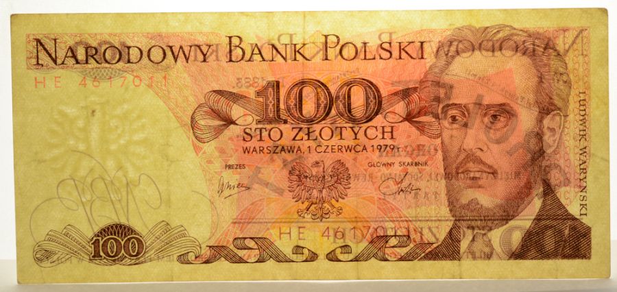 100 złotych 1979 r. - Waryński - Seria HE (B014)