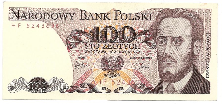 100 złotych 1979 r. - Waryński - Seria HF (B013)