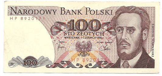 100 złotych 1982 r. - Waryński - Seria HP (B029)