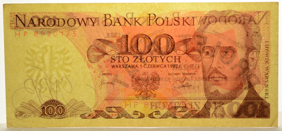 100 złotych 1982 r. - Waryński - Seria HP (B037)