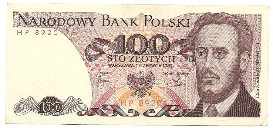 100 złotych 1982 r. - Waryński - Seria HP (B037)