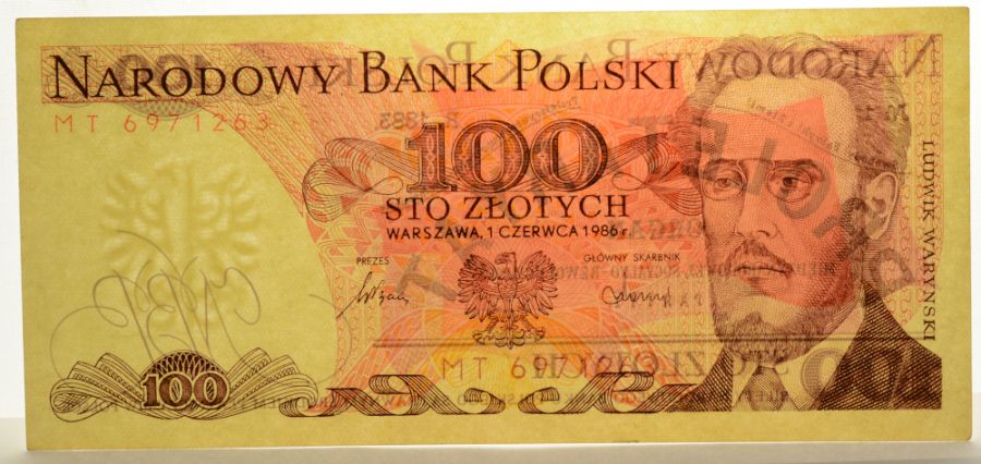 100 złotych 1986 r. - Ludwik Waryński - Seria MT (B038)