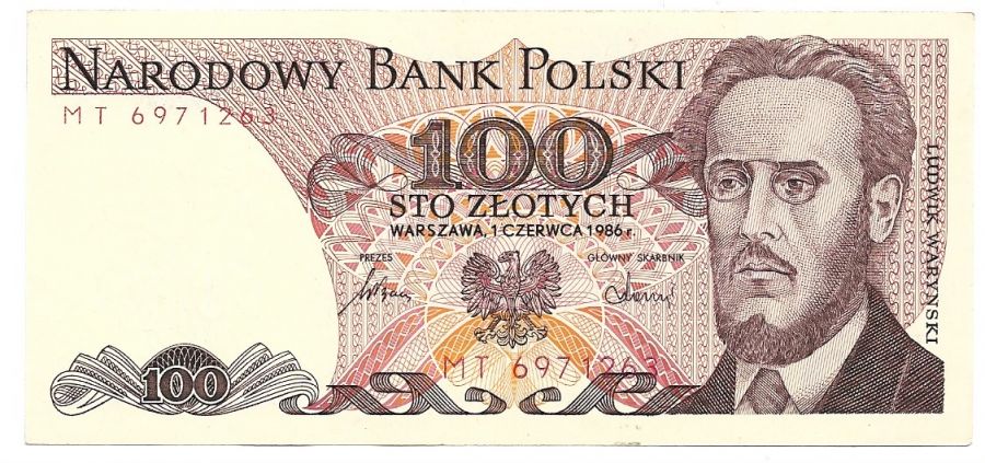 100 złotych 1986 r. - Ludwik Waryński - Seria MT (B038)