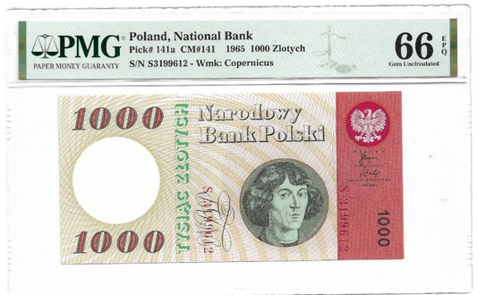 1000 złotych 1965 r. - Mikołaj Kopernik - Seria S - Grading PMG 66 EPQ