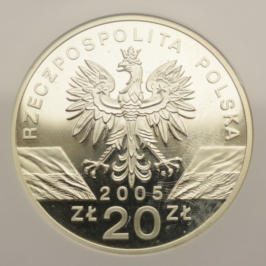 20 złotych - Zwierzęta świata - Puchacz - Grading GCN PR70