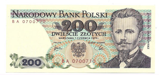 200 złotych 1979 r. - Dąbrowski - Seria BA (B096)