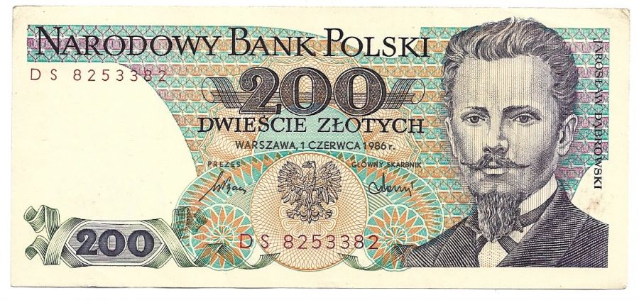 200 złotych 1986 r. - Dąbrowski - Seria DS (B041)