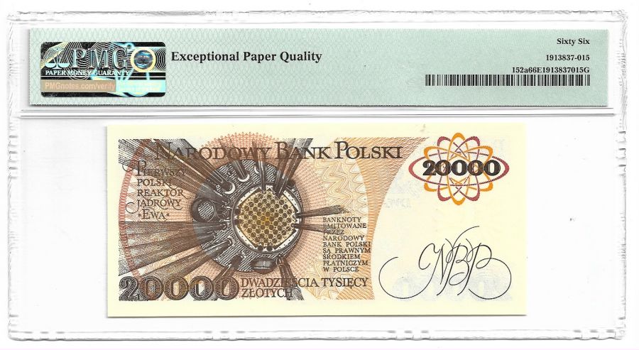 20000 złotych 1989 r. - Skłodowska-Curie - Seria AN - Grading PMG 66 EPQ