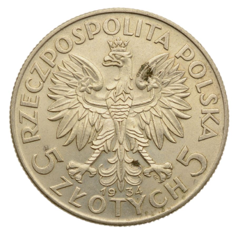 5 złotych 1934 r. - Głowa Kobiety