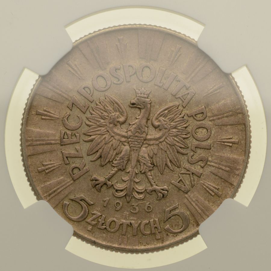 5 złotych 1936 r. - Józef Piłsudski - NGC MS61