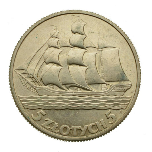 5 złotych 1936 r. - Żaglowiec