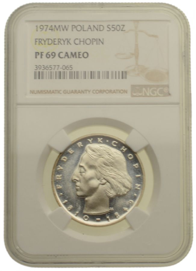 50 złotych - Fryderyk Chopin - 1974 r. - Grading NGC PF69