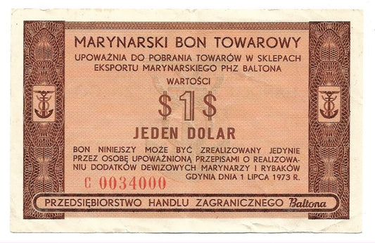 Bon Towarowy - BALTONA - 1 dolar 1973 C