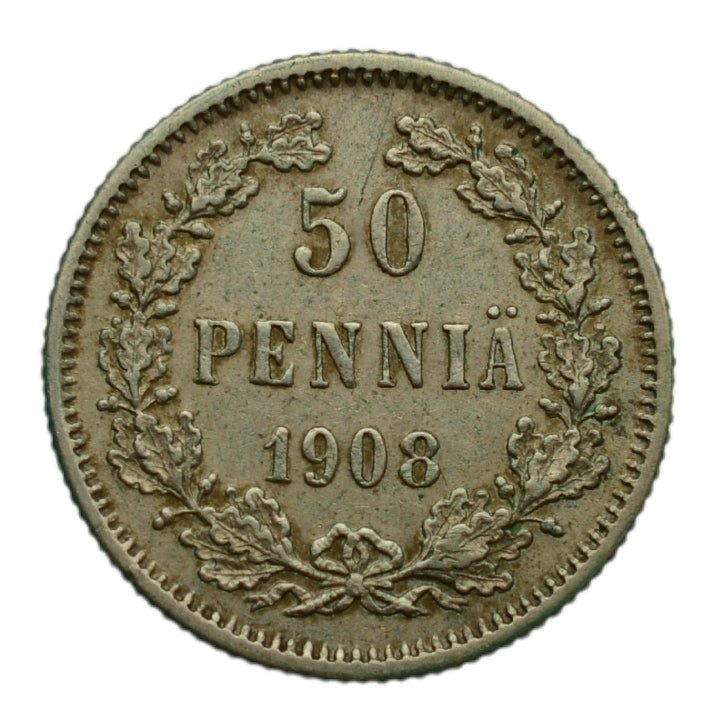 Finlandia - 50 Pennia 1908 r. (car Mikołaj II) (Z021)