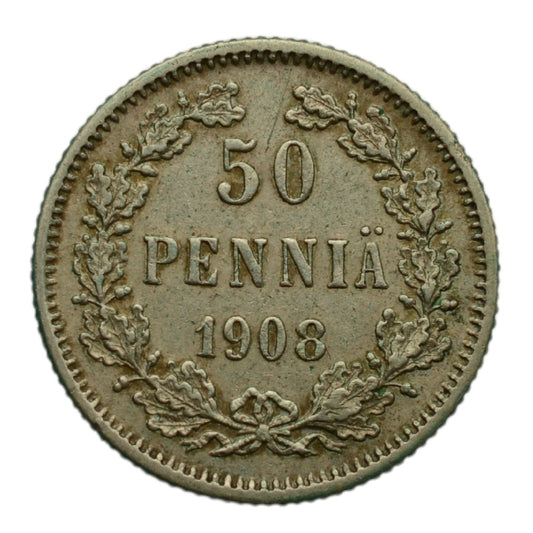 Finlandia - 50 Pennia 1908 r. (car Mikołaj II) (Z021)