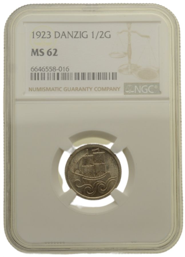 WMG - 1/2 Guldena 1923 r. - Grading NGC MS62