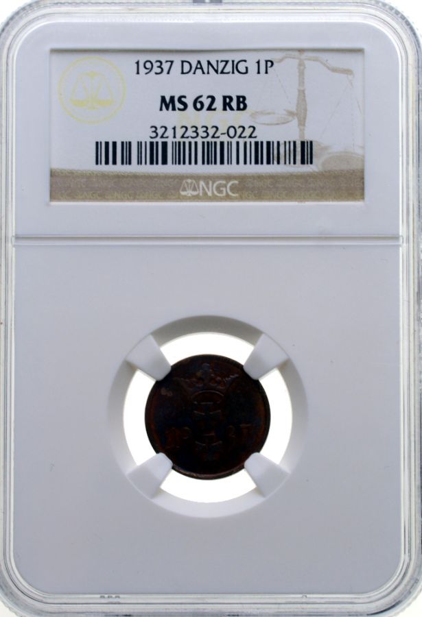 WMG - 1 Fenig 1937 r. - Grading NGC MS62 RB