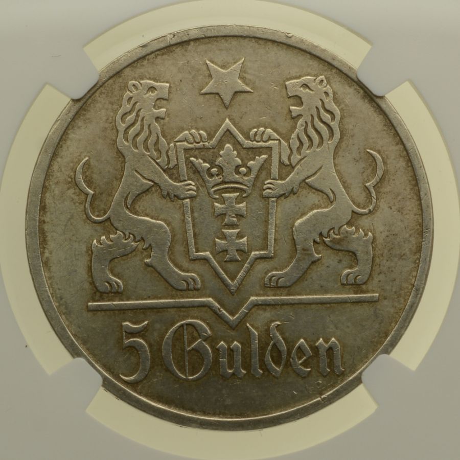 WMG - 5 Guldenów 1923 r. - Kościół Mariacki - Grading NGC MS62