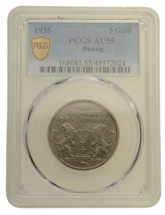 WMG - 5 Guldenów 1935 r. - Koga - Grading PCGS AU55