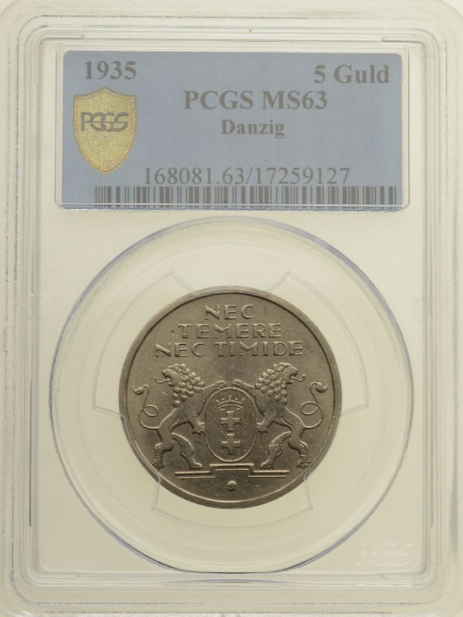 WMG - 5 Guldenów 1935 r. - Koga - Grading PCGS MS63