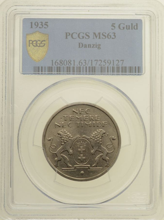 WMG - 5 Guldenów 1935 r. - Koga - Grading PCGS MS63